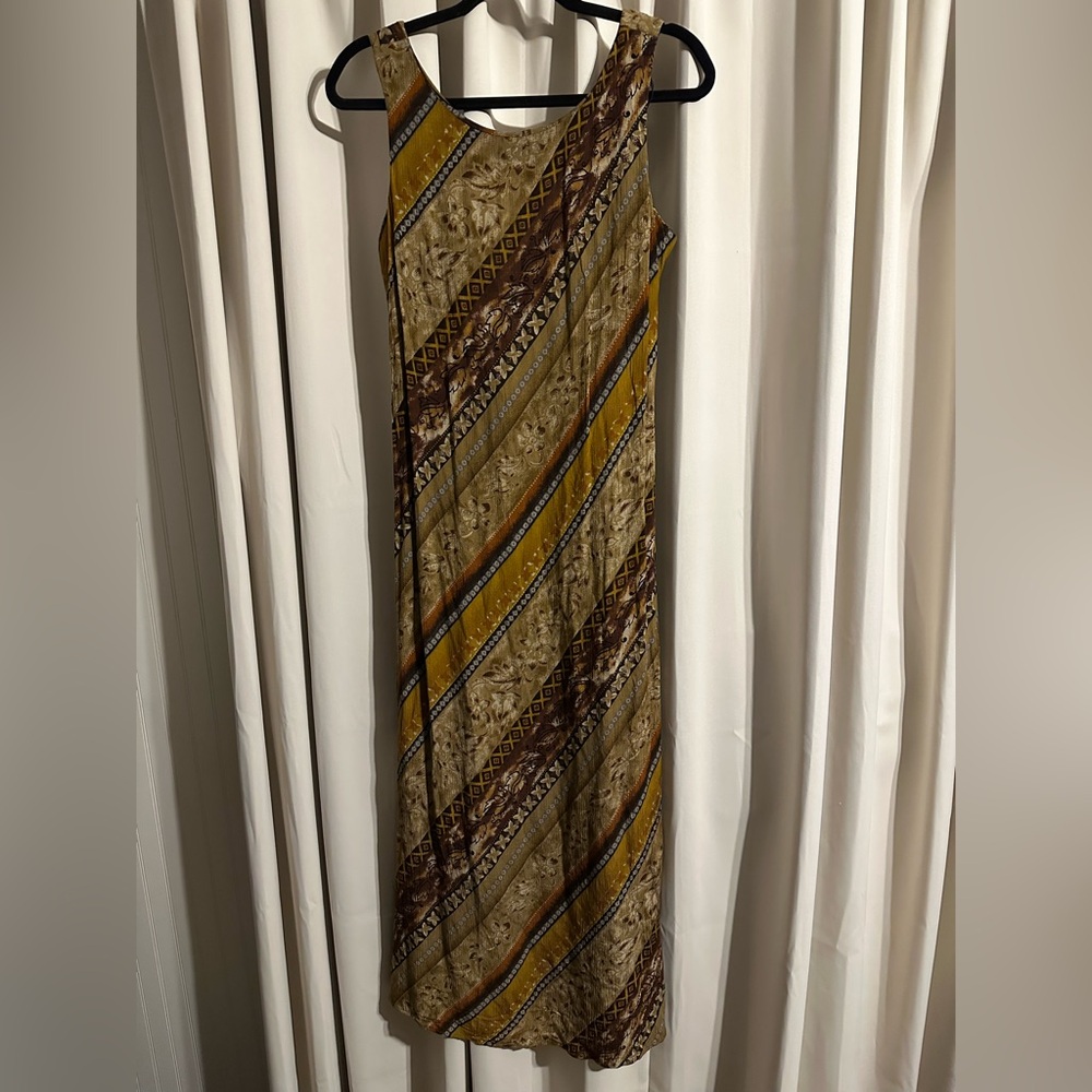 Vintage 90’s DJ int’l Brown and Tan Rayon dress